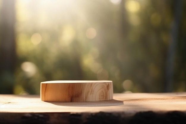 Une boîte en bois posée sur une table en bois AI générative