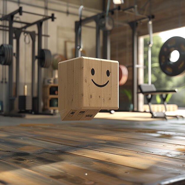 Photo une boîte en bois avec un smiley dessus est sur une table