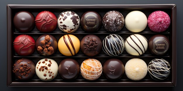 Boîte de bonbons sucrés du désert chocolat cadeau de vacances romantique présent nourriture savoureuse Art graphique