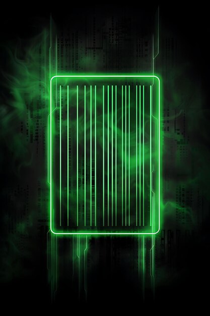 Photo une boîte brillante verte avec un panneau au néon vert sur le fond