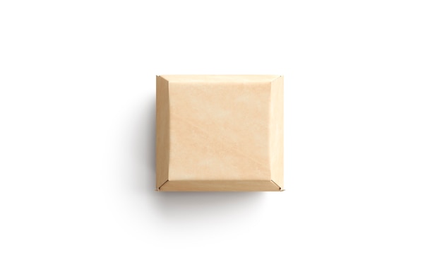 boîte de burger artisanal vierge maquette conteneur en papier carré kraft vide isolé pour maquette de déjeuner