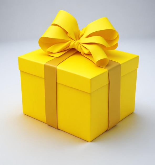 Boîte cadeau 3D avec couleur jaune