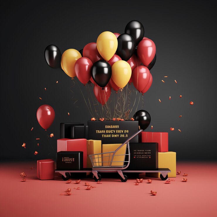 une boîte-cadeau avec des ballons et une boîtes-cadeaux avec une boite-cadeau sur elle