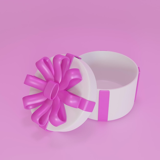 Boîte cadeau blanche de rendu 3D sur fond rose