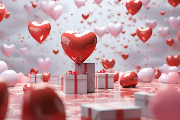 boîte cadeau avec des cœurs carte de jour de la valentine fond de jour de valentine