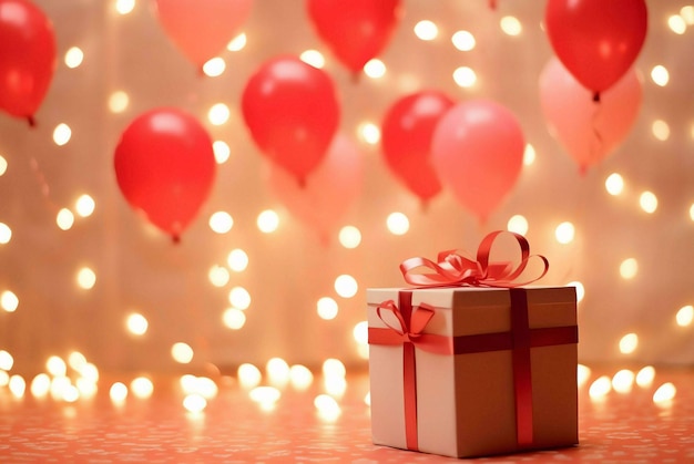 boîte cadeau avec des cœurs rouges boîte de cadeau rouge avec des ballons boîte à cadeaux rouge