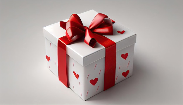 Boîte-cadeau Happy Bright avec ruban arc rouge avec technologie IA générative