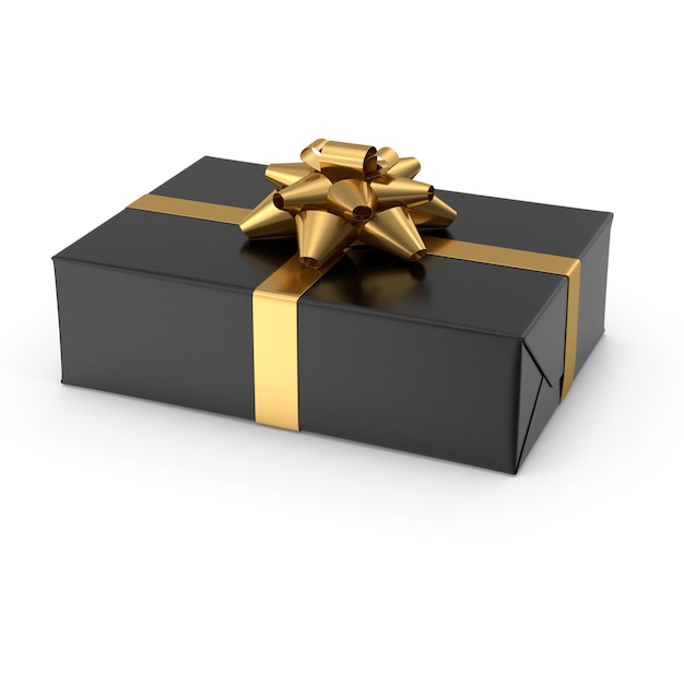Boîte cadeau noire avec ruban doré