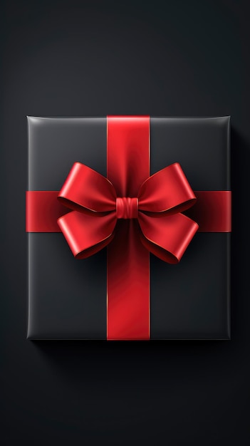 boîte cadeau noire avec ruban rouge pour la promotion de la bannière du vendredi noir sur les médias sociaux