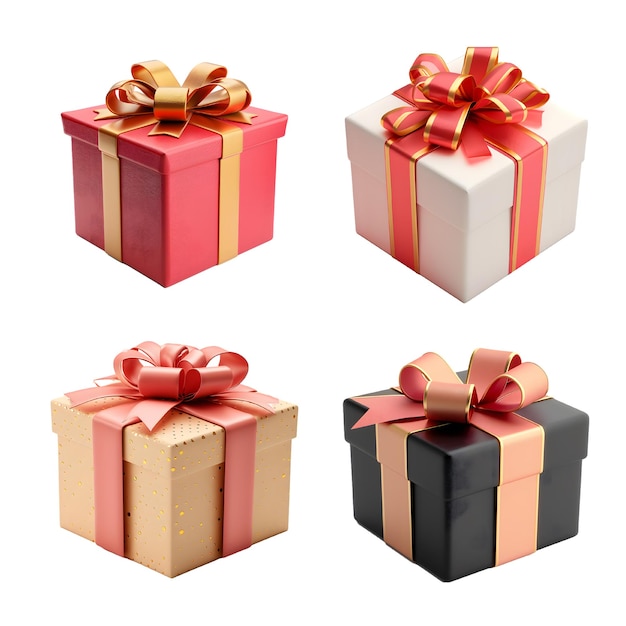 Boîte cadeau de rendu 3D isolée sur fond blanc