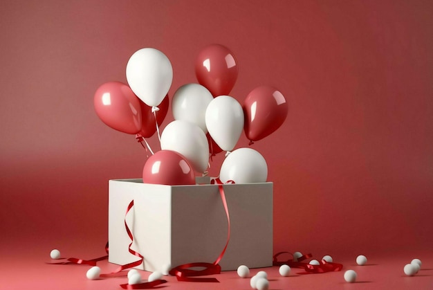 boîte cadeau rouge avec des ballons boîte-cadeau et ballons boîtes-cadeau avec des balloons