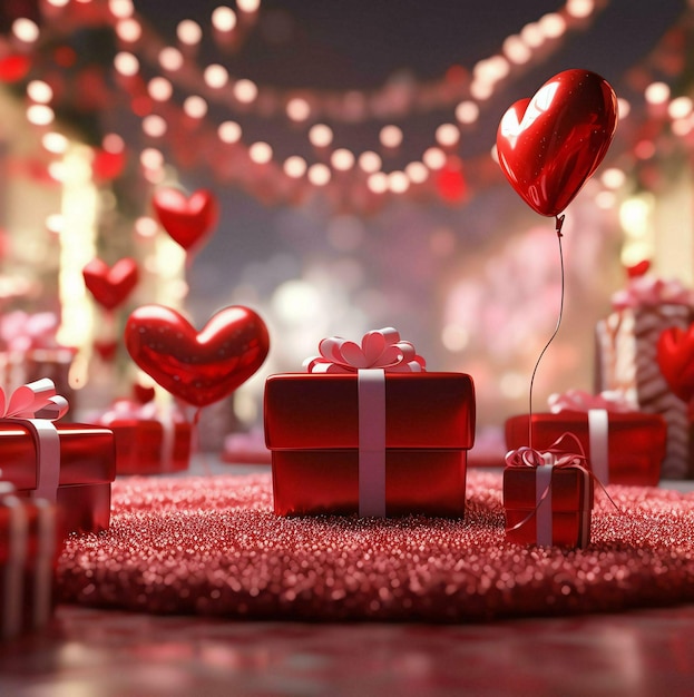 boîte cadeau rouge et boîte-cadeau rouge avec cœur boîte de cadeau rouge