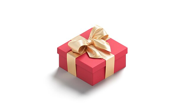 Photo boîte cadeau rouge avec un nœud à ruban doré enveloppe créative pour une surprise d'artisanat de mariage carton fait à la main