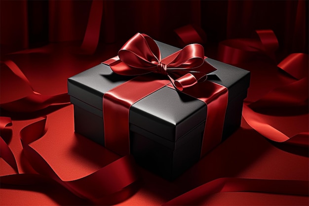 Boîte cadeau rouge avec ruban