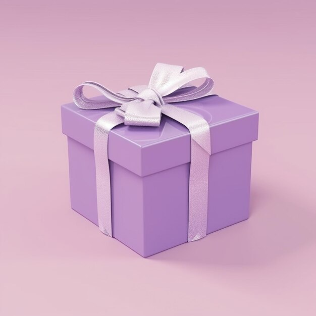 Boîte cadeau violette avec un nœud