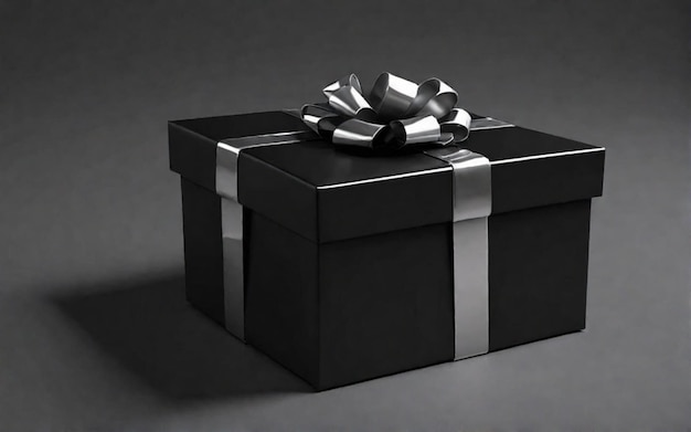 Photo boîte à cadeaux noire sur un fond noir ordinaire