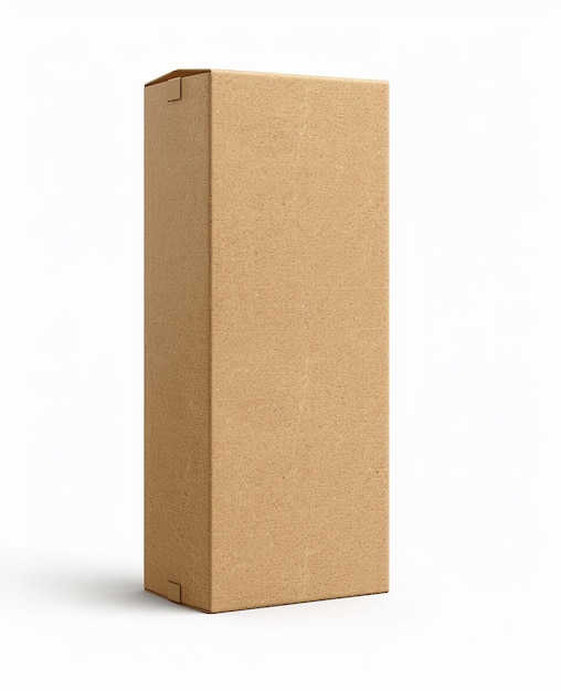 une boîte en carton brun avec l'étiquette le nom sur le côté