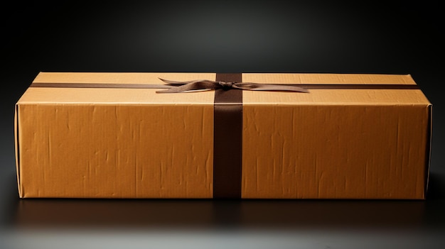 Boîte en carton en carton vide sur plancher en bois pour votre conception ai générative