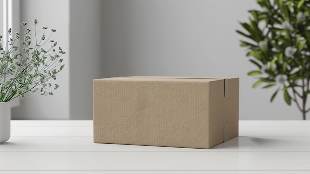 une boîte en carton avec le couvercle fermé