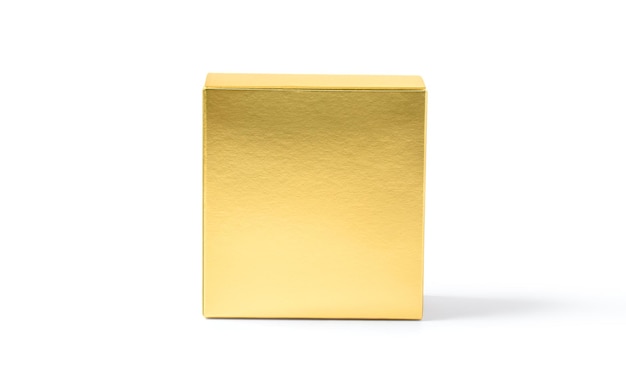 Boîte en carton doré isolée