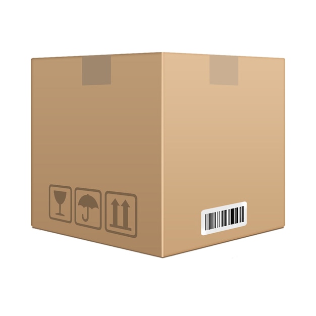 une boîte en carton avec le mot " f " sur le côté