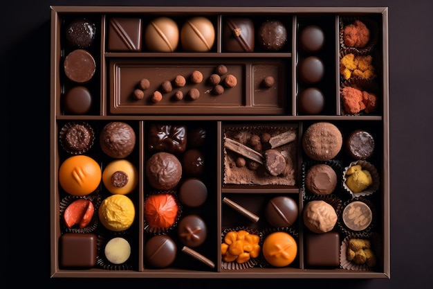 Boîte de chocolat couleur dessus de bonbons Générer Ai