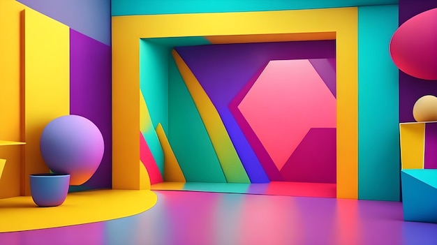 une boîte colorée avec un dessin coloré au milieu