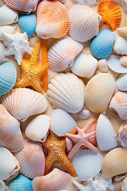 une boîte de coquillages de la plage au Mexique