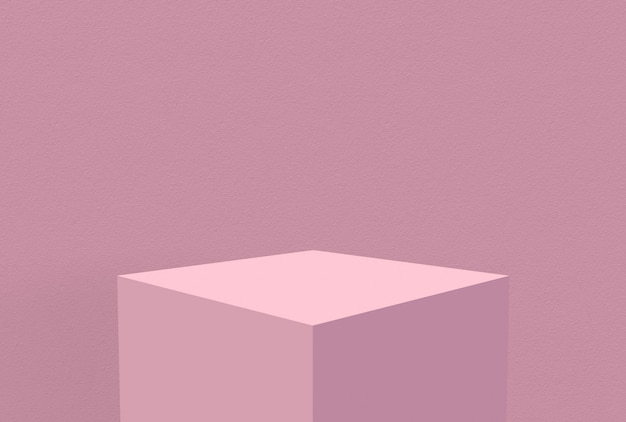 Boîte de cube rose pastel blanc doux avec fond de mur.