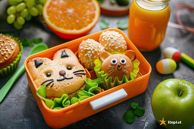 Boîte à déjeuner pour enfants avec un mignon thème de chat et de souris