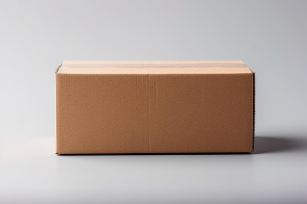 Boîte d'expédition en carton devant un fond blanc neutre Parfait pour l'emballage