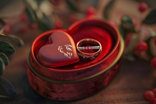 Photo une boîte en forme de cœur avec une boîte en forme de cœur qui dit amour dessus