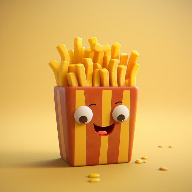 Photo une boîte de frites avec un visage souriant et un smiley.