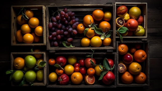 Une boîte de fruits avec le mot fruit dessus