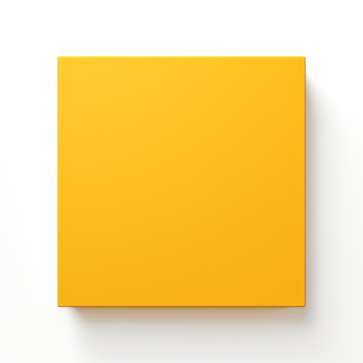 Photo boîte jaune minimaliste sur fond blanc hardedge color field art