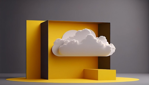 Une boîte jaune avec un nuage dedans