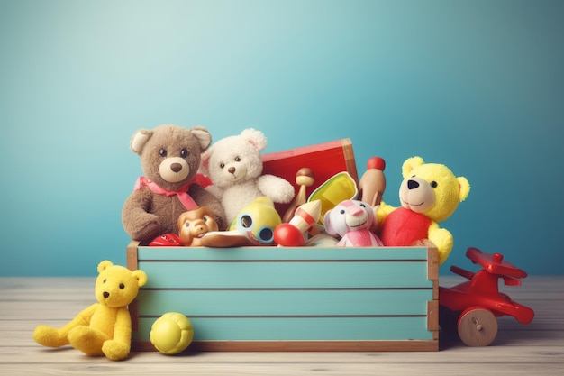 Photo boîte à jouets dans la chambre des enfants générer ai