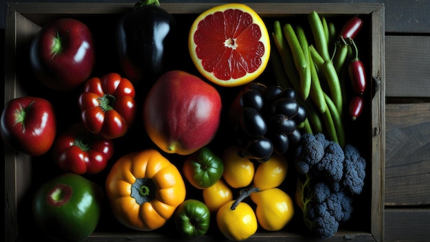 Une boite de légumes dont une qui dit "frais"