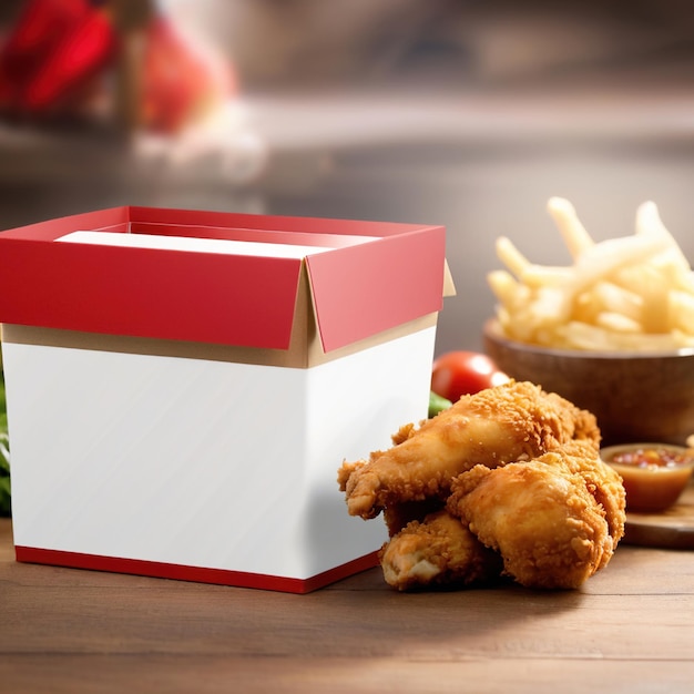 Photo boîte de livraison de poulet frit à emporter vide modèle d'emballage de produit générique
