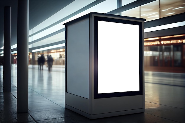 Boîte à lumière publicitaire Ilustration Mockup dans le terminal de l'aéroport Generative AI