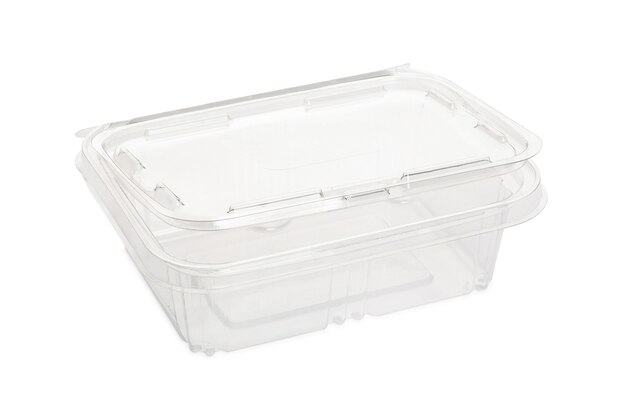 Tupperware En Verre Vide Et Ouvert. Isolé.