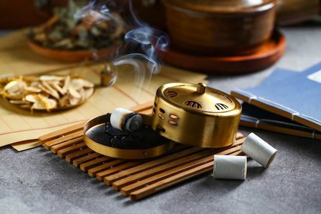 Photo boîte de moxibustion