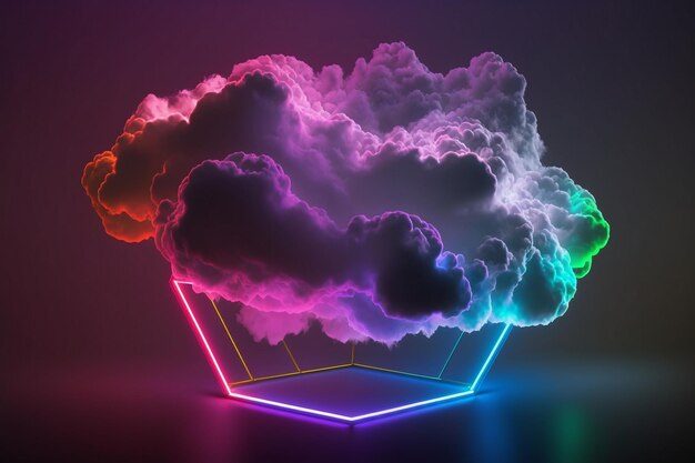 Une boîte néon avec un nuage au milieu