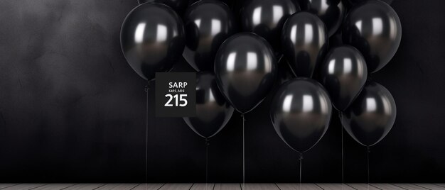 Une boîte noire le vendredi noir avec un tas de ballons dessus