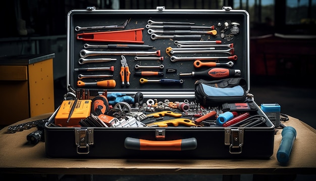 Une boîte à outils bien organisée remplie d'outils essentiels