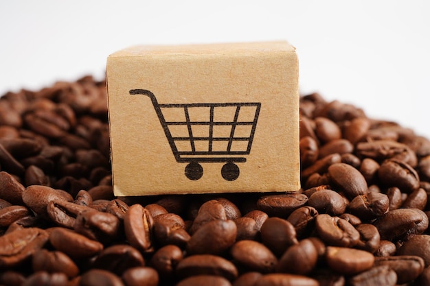 Boîte de panier d'achat sur les grains de café achats en ligne pour l'exportation ou l'importation