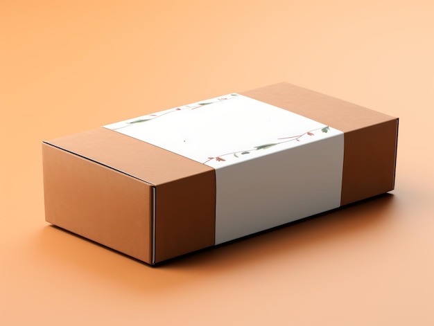 Photo boîte en papier pour l'étiquette de marque avec étiquette en papier blanc en 3d rendering mockup d'emballage