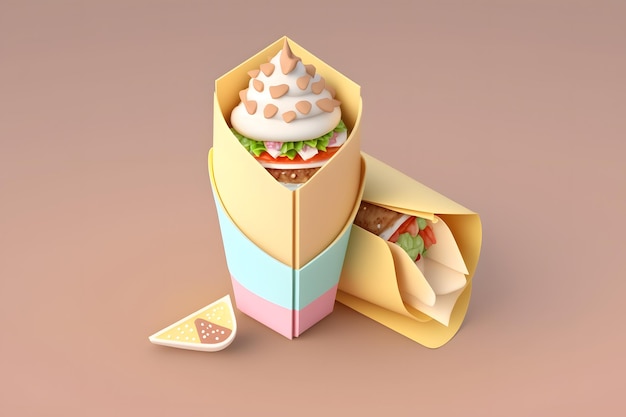 Une boîte en papier avec un sandwich à l'intérieur