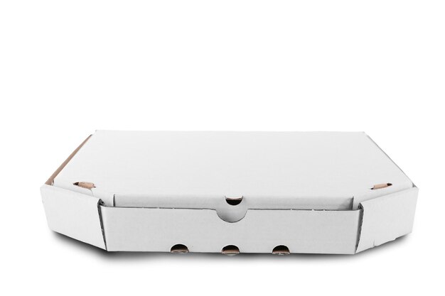 Photo boîte à pizza isolée sur blanc