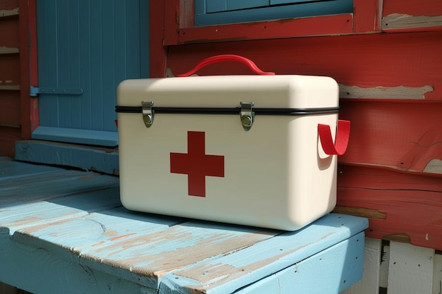 Boîte de premiers soins en bois de couleur